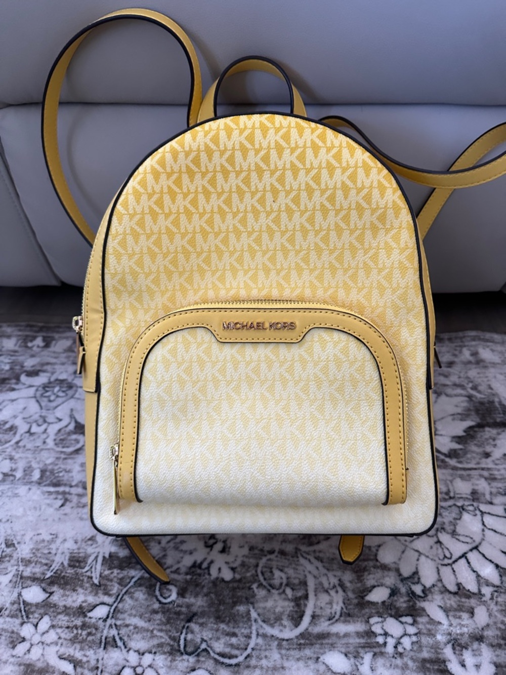 Michael Kors Yellow Logo-Print Mini Backpack